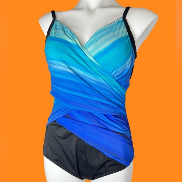 Embrace Your Curves Blue One Piece Swimsuit Size Large - Picture 1 of 4